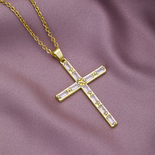 Load image into Gallery viewer, 18K Gold Plated Zircon Fashion Simple Cross Pendant Necklace For Women Jewelry Gift