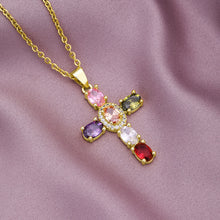 Load image into Gallery viewer, 18K Gold Plated Zircon Fashion Simple Cross Pendant Necklace For Women Jewelry Gift