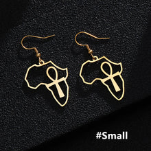Load image into Gallery viewer, Gold Color Stainless Steel Africa Map Cross Earrings Exaggerate Larger Earrings For Women Jewelry