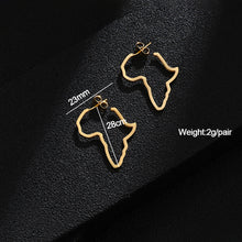 Load image into Gallery viewer, Hip Hop Stainless Steel Africa Map Earrings Exaggerate Larger Earrings For Women Jewelry Gold Color