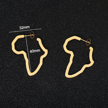 Load image into Gallery viewer, Hip Hop Stainless Steel Africa Map Earrings Exaggerate Larger Earrings For Women Jewelry Gold Color