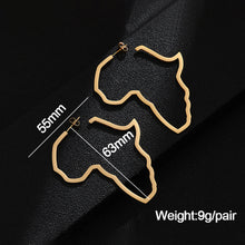Load image into Gallery viewer, Hip Hop Stainless Steel Africa Map Earrings Exaggerate Larger Earrings For Women Jewelry Gold Color
