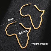 Load image into Gallery viewer, Hip Hop Stainless Steel Africa Map Earrings Exaggerate Larger Earrings For Women Jewelry Gold Color