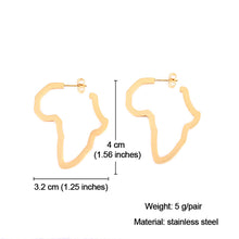 Load image into Gallery viewer, Hip Hop Stainless Steel Africa Map Earrings Exaggerate Larger Earrings For Women Jewelry Gold Color
