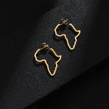 Load image into Gallery viewer, Hip Hop Stainless Steel Africa Map Earrings Exaggerate Larger Earrings For Women Jewelry Gold Color