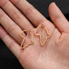 Load image into Gallery viewer, Hip Hop Stainless Steel Africa Map Earrings Exaggerate Larger Earrings For Women Jewelry Gold Color
