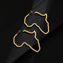 Load image into Gallery viewer, Hip Hop Stainless Steel Africa Map Earrings Exaggerate Larger Earrings For Women Jewelry Gold Color