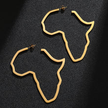 Load image into Gallery viewer, Hip Hop Stainless Steel Africa Map Earrings Exaggerate Larger Earrings For Women Jewelry Gold Color