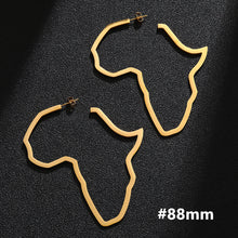 Load image into Gallery viewer, Hip Hop Stainless Steel Africa Map Earrings Exaggerate Larger Earrings For Women Jewelry Gold Color