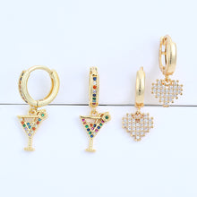 Load image into Gallery viewer, 18K Gold Plated Micro-inlaid Colored Zircon Earrings Snake Pineapple Rainbow Heart Earrings for Women Jewelry