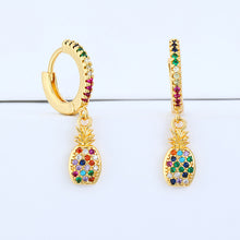 Load image into Gallery viewer, 18K Gold Plated Micro-inlaid Colored Zircon Earrings Snake Pineapple Rainbow Heart Earrings for Women Jewelry