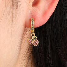 Load image into Gallery viewer, 18K Gold Plated Micro-inlaid Colored Zircon Earrings Snake Pineapple Rainbow Heart Earrings for Women Jewelry