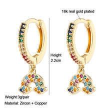 Load image into Gallery viewer, 18K Gold Plated Micro-inlaid Colored Zircon Earrings Snake Pineapple Rainbow Heart Earrings for Women Jewelry