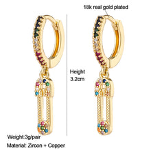 Load image into Gallery viewer, 18K Gold Plated Micro-inlaid Colored Zircon Earrings Snake Pineapple Rainbow Heart Earrings for Women Jewelry