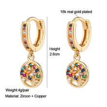 Load image into Gallery viewer, 18K Gold Plated Micro-inlaid Colored Zircon Earrings Snake Pineapple Rainbow Heart Earrings for Women Jewelry