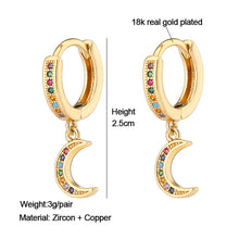 Load image into Gallery viewer, 18K Gold Plated Micro-inlaid Colored Zircon Earrings Snake Pineapple Rainbow Heart Earrings for Women Jewelry