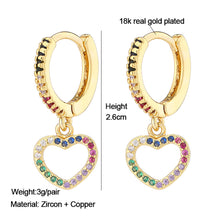 Load image into Gallery viewer, 18K Gold Plated Micro-inlaid Colored Zircon Earrings Snake Pineapple Rainbow Heart Earrings for Women Jewelry