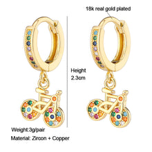 Load image into Gallery viewer, 18K Gold Plated Micro-inlaid Colored Zircon Earrings Snake Pineapple Rainbow Heart Earrings for Women Jewelry