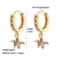 Load image into Gallery viewer, 18K Gold Plated Micro-inlaid Colored Zircon Earrings Snake Pineapple Rainbow Heart Earrings for Women Jewelry