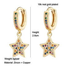 Load image into Gallery viewer, 18K Gold Plated Micro-inlaid Colored Zircon Earrings Snake Pineapple Rainbow Heart Earrings for Women Jewelry