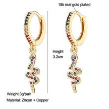 Load image into Gallery viewer, 18K Gold Plated Micro-inlaid Colored Zircon Earrings Snake Pineapple Rainbow Heart Earrings for Women Jewelry
