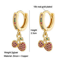 Load image into Gallery viewer, 18K Gold Plated Micro-inlaid Colored Zircon Earrings Snake Pineapple Rainbow Heart Earrings for Women Jewelry