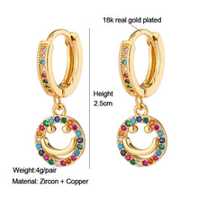 Load image into Gallery viewer, 18K Gold Plated Micro-inlaid Colored Zircon Earrings Snake Pineapple Rainbow Heart Earrings for Women Jewelry