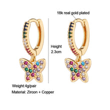 Load image into Gallery viewer, 18K Gold Plated Micro-inlaid Colored Zircon Earrings Snake Pineapple Rainbow Heart Earrings for Women Jewelry