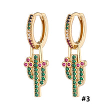 Load image into Gallery viewer, 18K Gold Plated Micro-inlaid Colored Zircon Earrings Snake Pineapple Rainbow Heart Earrings for Women Jewelry