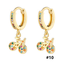 Load image into Gallery viewer, 18K Gold Plated Micro-inlaid Colored Zircon Earrings Snake Pineapple Rainbow Heart Earrings for Women Jewelry