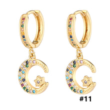 Load image into Gallery viewer, 18K Gold Plated Micro-inlaid Colored Zircon Earrings Snake Pineapple Rainbow Heart Earrings for Women Jewelry