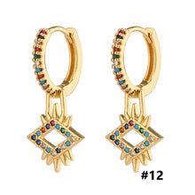Load image into Gallery viewer, 18K Gold Plated Micro-inlaid Colored Zircon Earrings Snake Pineapple Rainbow Heart Earrings for Women Jewelry