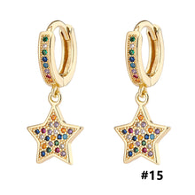 Load image into Gallery viewer, 18K Gold Plated Micro-inlaid Colored Zircon Earrings Snake Pineapple Rainbow Heart Earrings for Women Jewelry