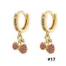Load image into Gallery viewer, 18K Gold Plated Micro-inlaid Colored Zircon Earrings Snake Pineapple Rainbow Heart Earrings for Women Jewelry