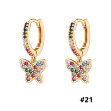 Load image into Gallery viewer, 18K Gold Plated Micro-inlaid Colored Zircon Earrings Snake Pineapple Rainbow Heart Earrings for Women Jewelry