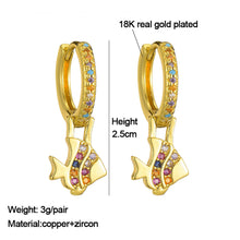Load image into Gallery viewer, Women Fashion Luxury 18K Gold Plated Micro-inlaid Zircon Earrings Cross Dolphin Star Eye Earrings Jewelry