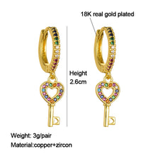 Load image into Gallery viewer, Women Fashion Luxury 18K Gold Plated Micro-inlaid Zircon Earrings Cross Dolphin Star Eye Earrings Jewelry