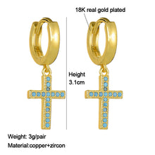 Load image into Gallery viewer, Women Fashion Luxury 18K Gold Plated Micro-inlaid Zircon Earrings Cross Dolphin Star Eye Earrings Jewelry
