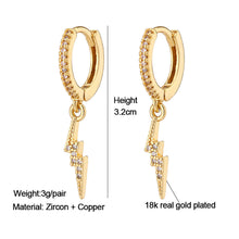 Load image into Gallery viewer, 18K Gold Plated Micro-inlaid Zircon Earrings Lightning Cross Heart Snowflake Lightning for Women Fashion Jewelry