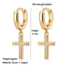 Load image into Gallery viewer, 18K Gold Plated Micro-inlaid Zircon Earrings Lightning Cross Heart Snowflake Lightning for Women Fashion Jewelry
