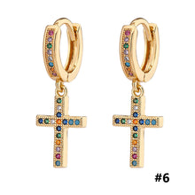 Load image into Gallery viewer, 18K Gold Plated Micro-inlaid Zircon Earrings Lightning Cross Heart Snowflake Lightning for Women Fashion Jewelry