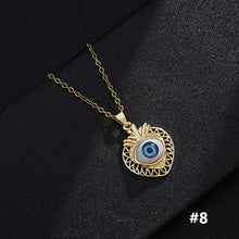 Load image into Gallery viewer, Lucky Evil Eye Necklace Blue Eyes Enamel Pendant Stainless Steel Chain Necklace for Women Jewelry Gift