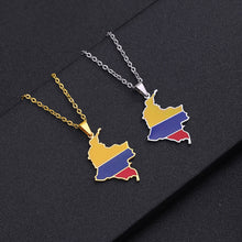 Load image into Gallery viewer, Stainless Steel Enamel Colombia Map FLag Pendant Necklace for Women Men Party Birthday Jewelry Gifts