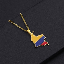 Load image into Gallery viewer, Stainless Steel Enamel Colombia Map FLag Pendant Necklace for Women Men Party Birthday Jewelry Gifts
