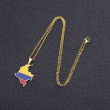 Load image into Gallery viewer, Stainless Steel Enamel Colombia Map FLag Pendant Necklace for Women Men Party Birthday Jewelry Gifts