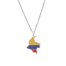 Load image into Gallery viewer, Stainless Steel Enamel Colombia Map FLag Pendant Necklace for Women Men Party Birthday Jewelry Gifts