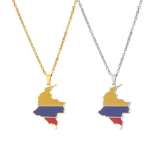 Load image into Gallery viewer, Stainless Steel Enamel Colombia Map FLag Pendant Necklace for Women Men Party Birthday Jewelry Gifts