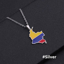 Load image into Gallery viewer, Stainless Steel Enamel Colombia Map FLag Pendant Necklace for Women Men Party Birthday Jewelry Gifts