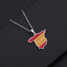 Load image into Gallery viewer, Stainless Steel Enamel Spain Map Flag Pendant Necklace Silver Color/Gold Color for Party Birthday Jewelry Gifts