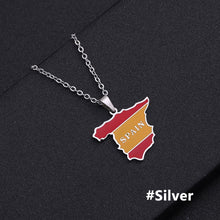 Load image into Gallery viewer, Stainless Steel Enamel Spain Map Flag Pendant Necklace Silver Color/Gold Color for Party Birthday Jewelry Gifts